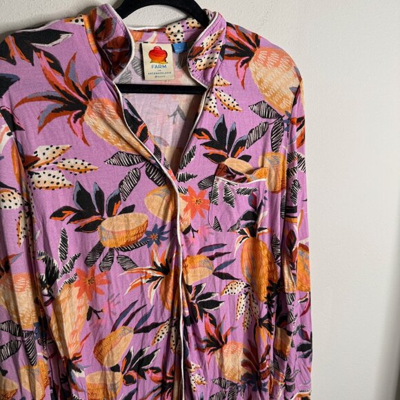 Farm Rio by Anthropologie Women's Small Pink Pineapple Sleep Tunic Dress Comfy - Picture 4 of 6